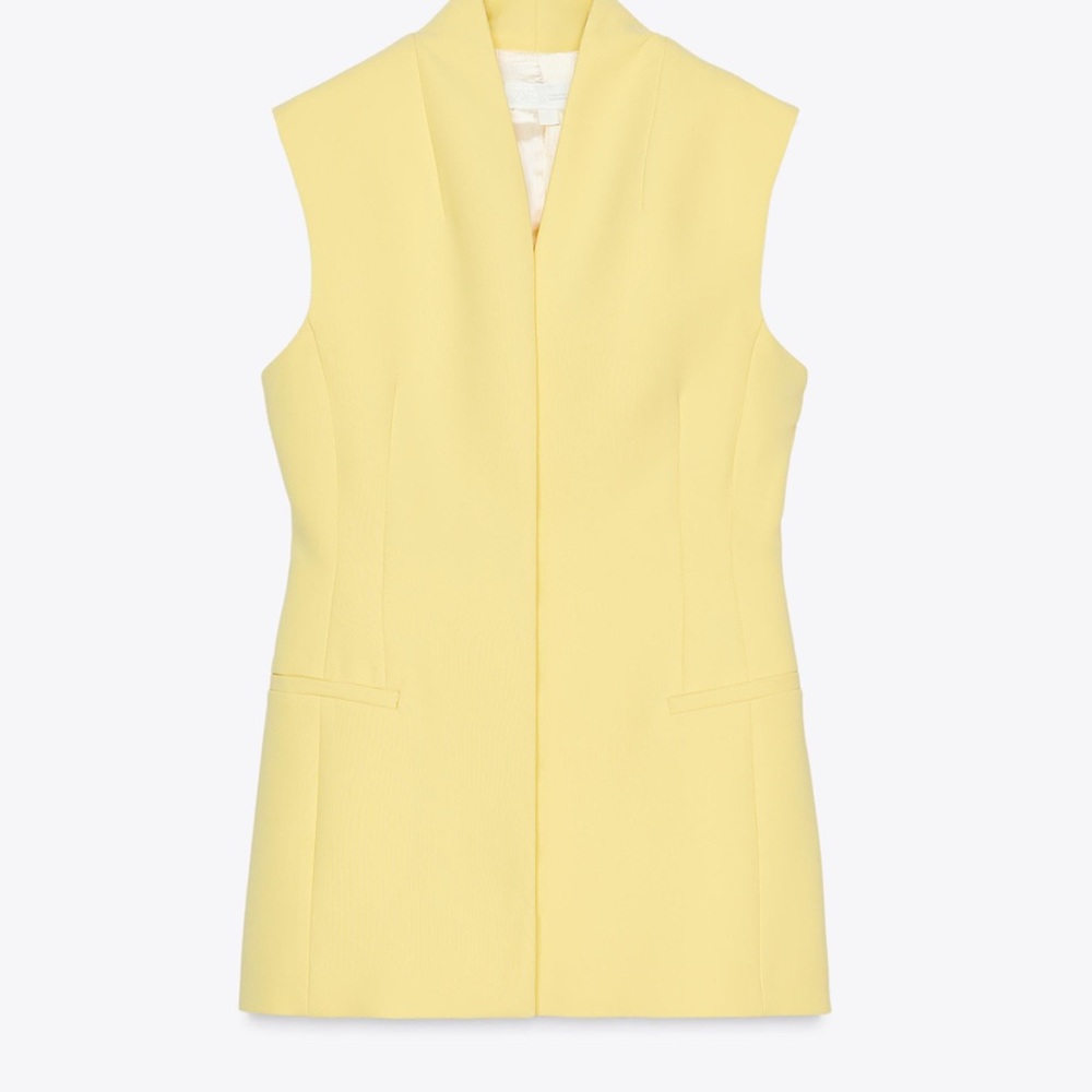 Zara Butter yellow tailored vest jacket